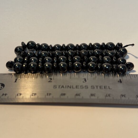 Magnetic Hematite Bracelets Set of 2 Beaded Stretch Black Bracelet Stone Beads - Picture 9 of 9